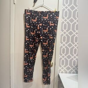 Women’s 2X Fox Print Leggings - Black and Tan Super Cute!